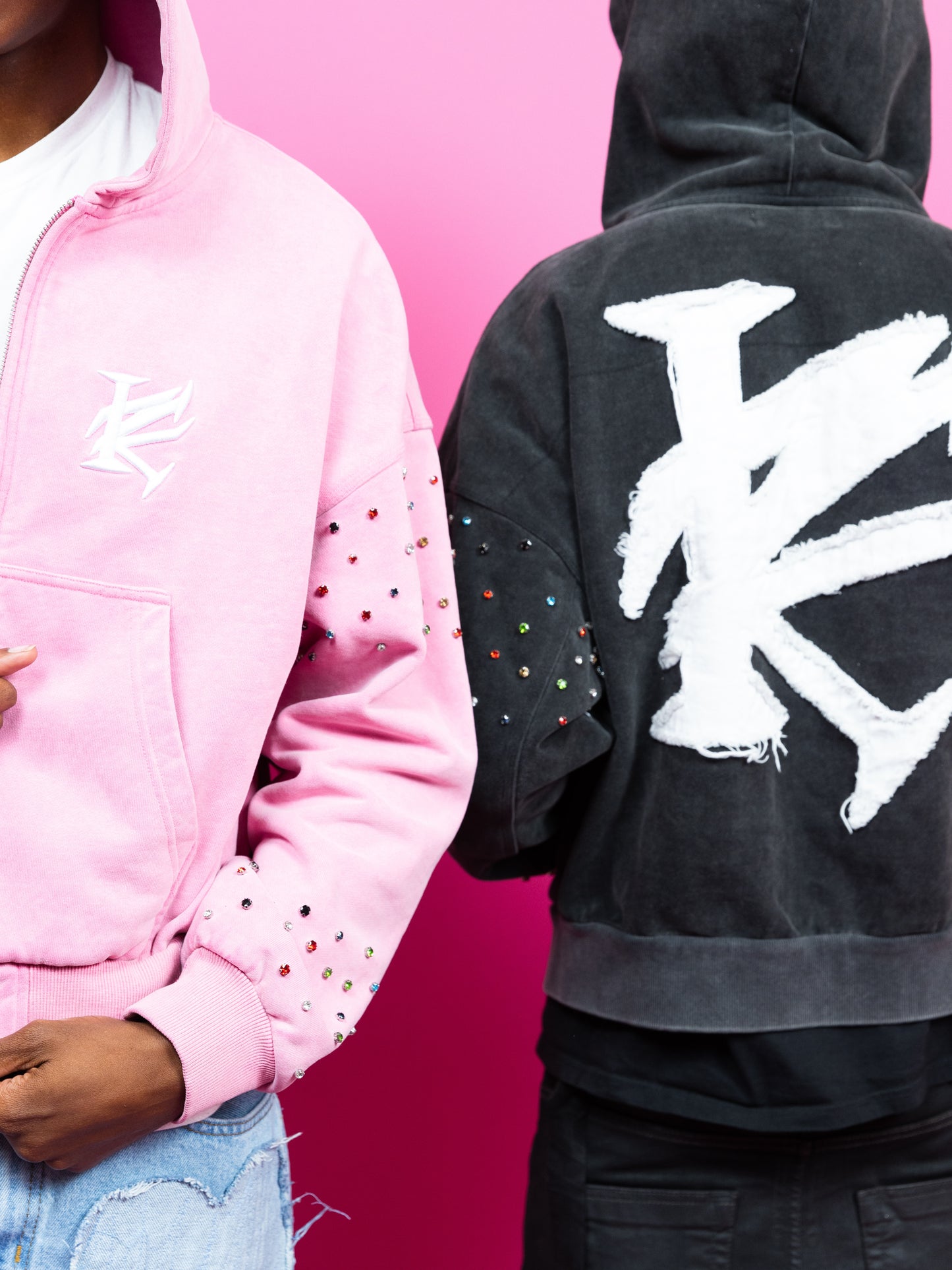 STUDDED ZIP-UP HOODIES