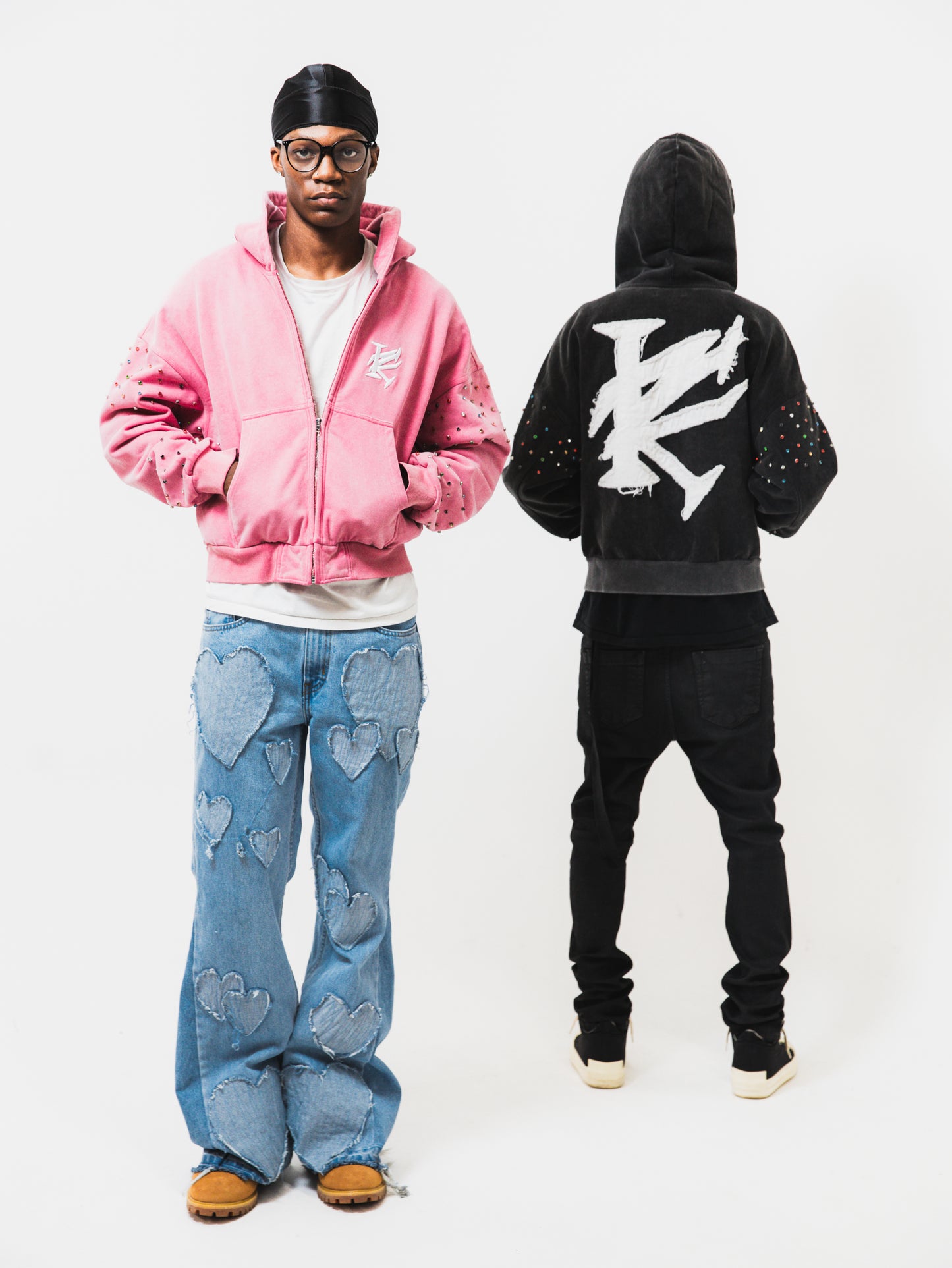 STUDDED ZIP-UP HOODIES