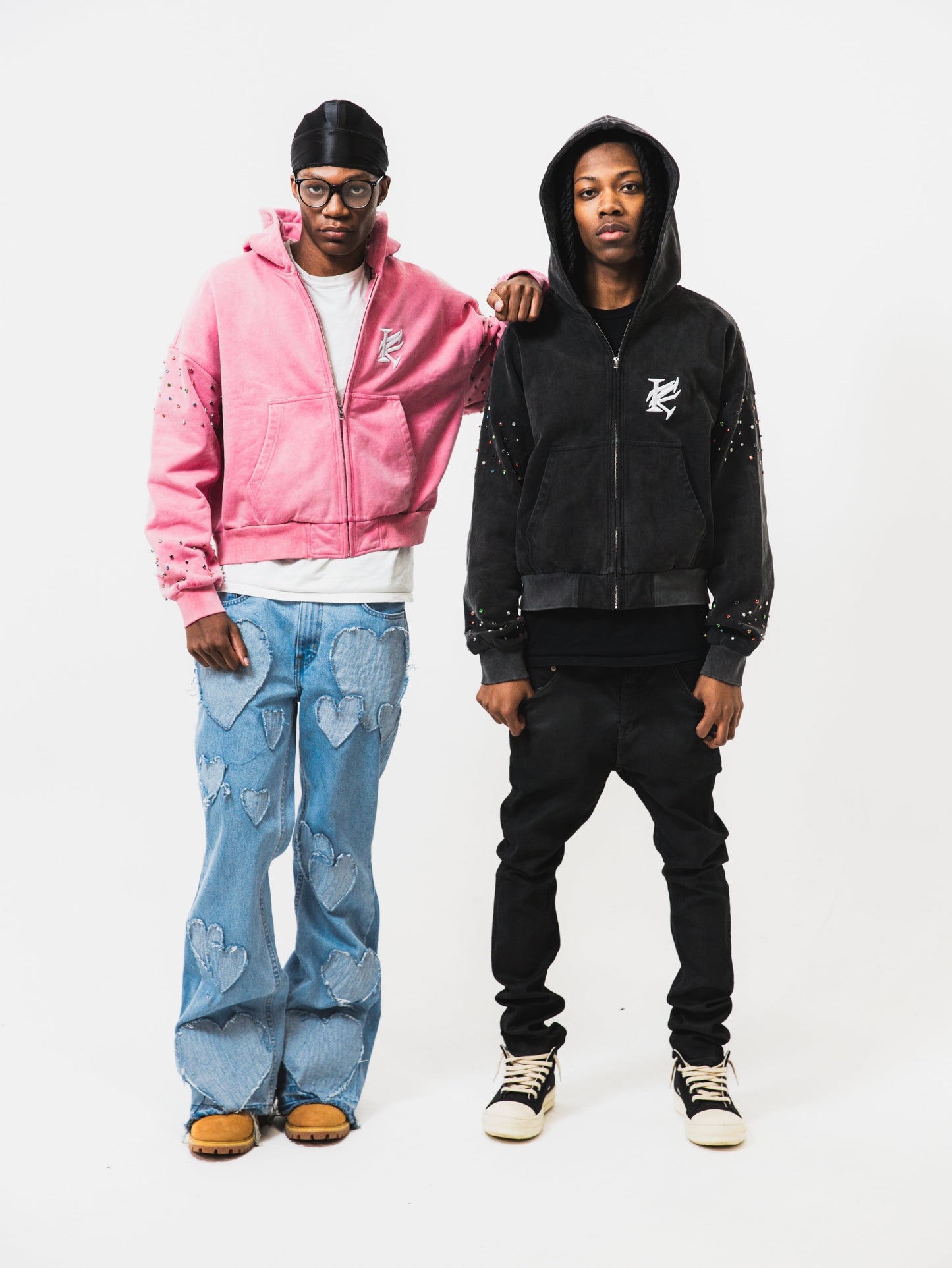 STUDDED ZIP-UP HOODIES